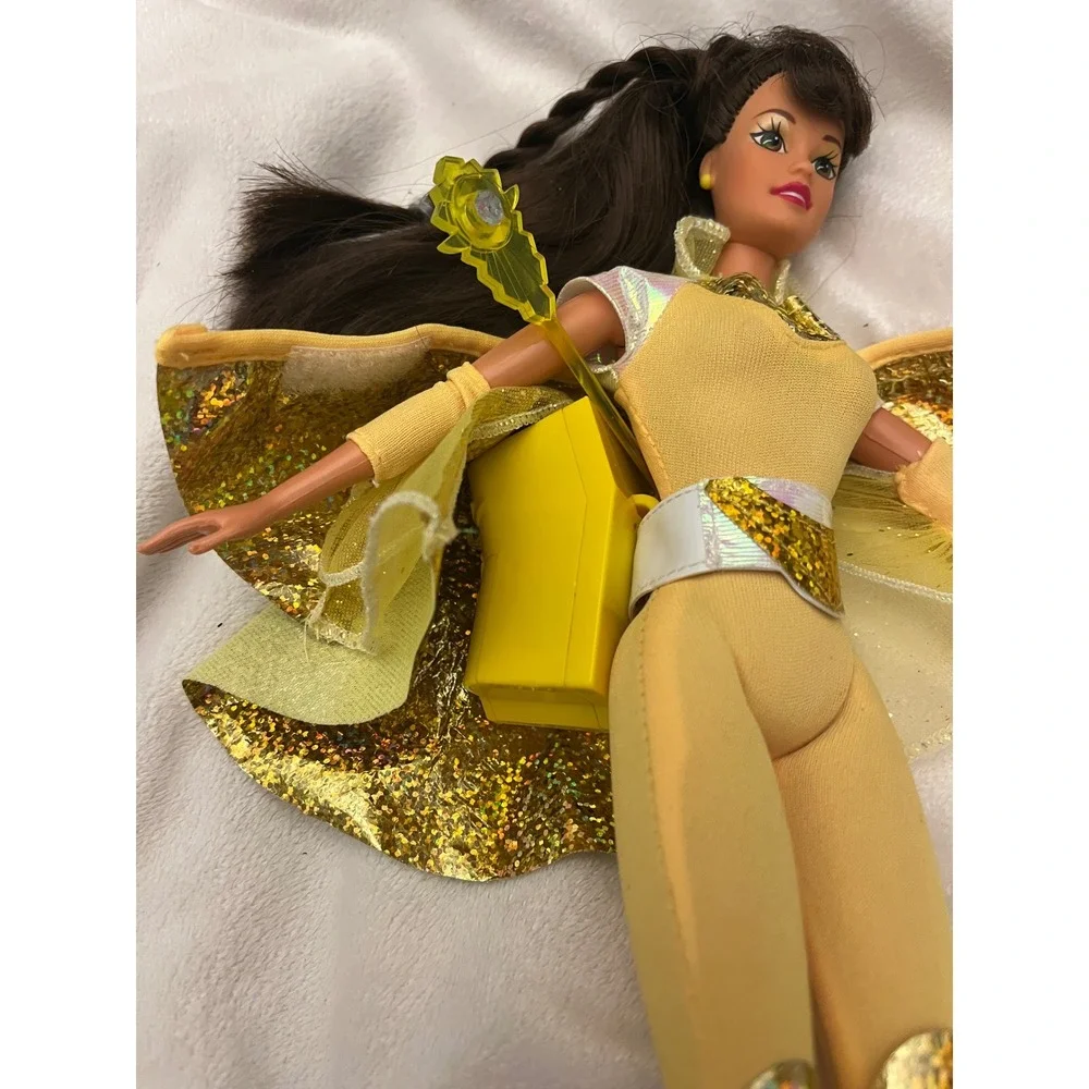 Vintage 1995 Flying Hero Teresa Yellow Gold Glitter Flying Toy Wand